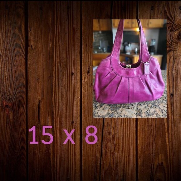 COACH Ergo Pleated Leather Kisslock Satchel hot pink/maroon - Picture 8 of 13